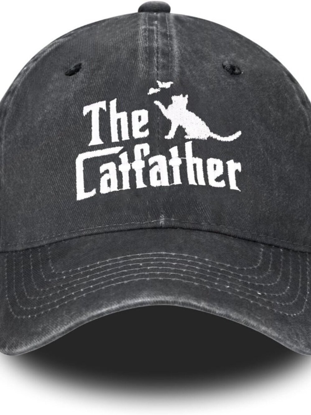 Women's Embroidery Adjustable Washed Distressed Trucker Hat Baseball Cap Cat Da